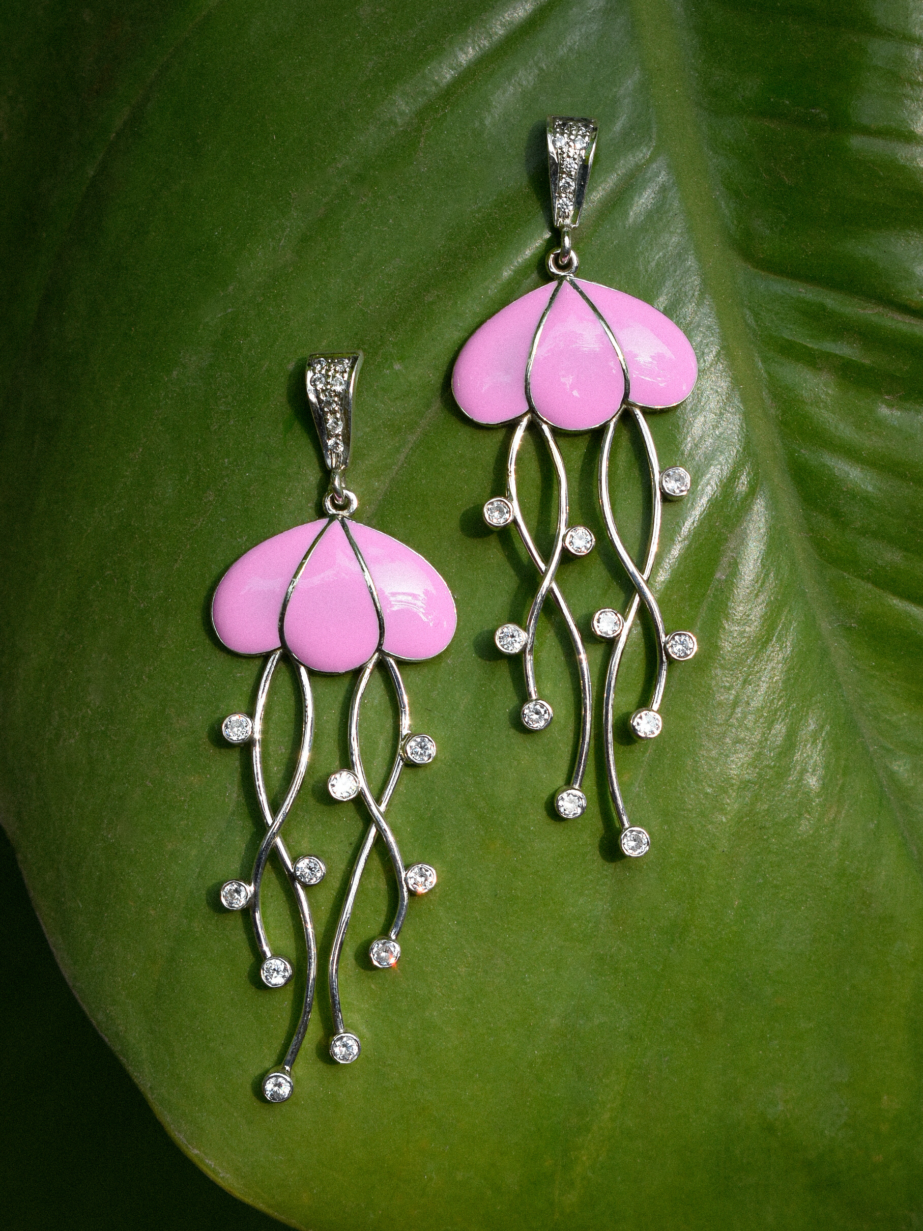 Silver Enamel Jellyfish Jhumkas